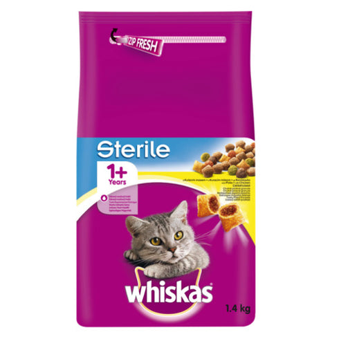 Hrana uscata pentru pisici Whiskas Sterile cu pui 1.4 kg